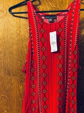 PacSun Red Geometric Print Mid Thigh Dress/Kendall and Kylie